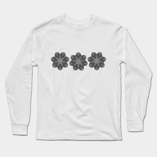 Three Black Concentric Flowers Long Sleeve T-Shirt